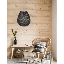 Black Paper Black Fabric Wire & Base LED LED E27 1x12 Watt 230 Volt IP20 Bulb Excluded D: 30.5 H1: 33 H2: 215 cm 9858713