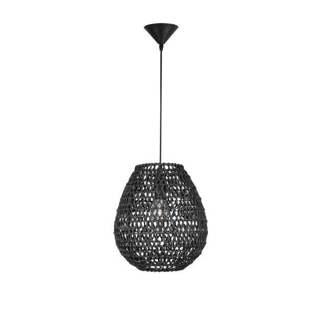 Black Paper Black Fabric Wire & Base LED LED E27 1x12 Watt 230 Volt IP20 Bulb Excluded D: 30.5 H1: 33 H2: 215 cm 9858713