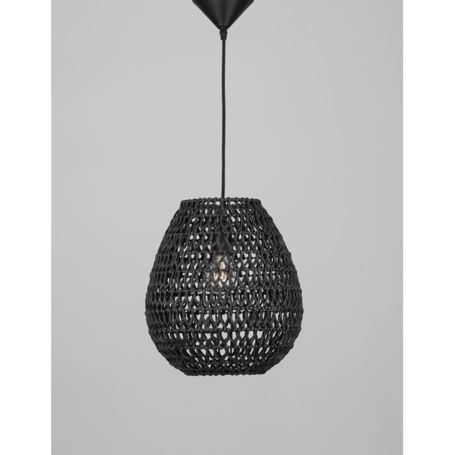 Black Paper Black Fabric Wire & Base LED LED E27 1x12 Watt 230 Volt IP20 Bulb Excluded D: 30.5 H1: 33 H2: 215 cm 9858713