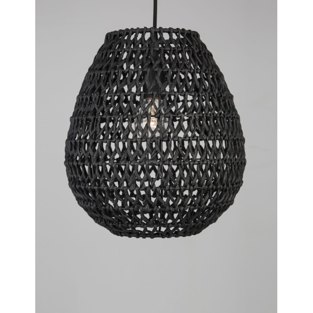 Black Paper Black Fabric Wire & Base LED LED E27 1x12 Watt 230 Volt IP20 Bulb Excluded D: 30.5 H1: 33 H2: 215 cm 9858713