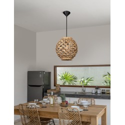 Dried Water Hyacinth Black Fabric Wire & Base LED LED E27 1x12 Watt 230 Volt IP20 Bulb Excluded D: 30.5 H: 215 cm 9858720