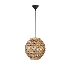 Dried Water Hyacinth Black Fabric Wire & Base LED LED E27 1x12 Watt 230 Volt IP20 Bulb Excluded D: 30.5 H: 215 cm 9858720