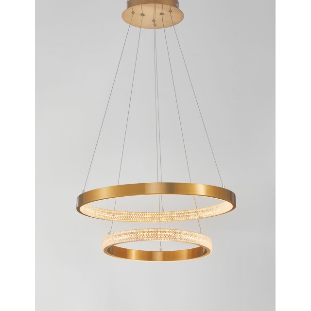 Antique Gold Brass Aluminium & Acrylic LED 60 Watt 230 Volt 3113Lm 3000 IP20 D: 60 H: 120 cm 9862852