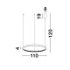 Dimmable Sandy Black Aluminium & Acrylic LED 60 Watt 230 Volt 4030Lm 3000 IP20 D: 110 H1: 4 H 2: 120 cm 9865110