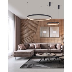Dimmable Sandy Black Aluminium & Acrylic LED 25 Watt 230 Volt 1800Lm 3000 IP20 40 D: 40 H1: 4 H2: 120 cm 9865140