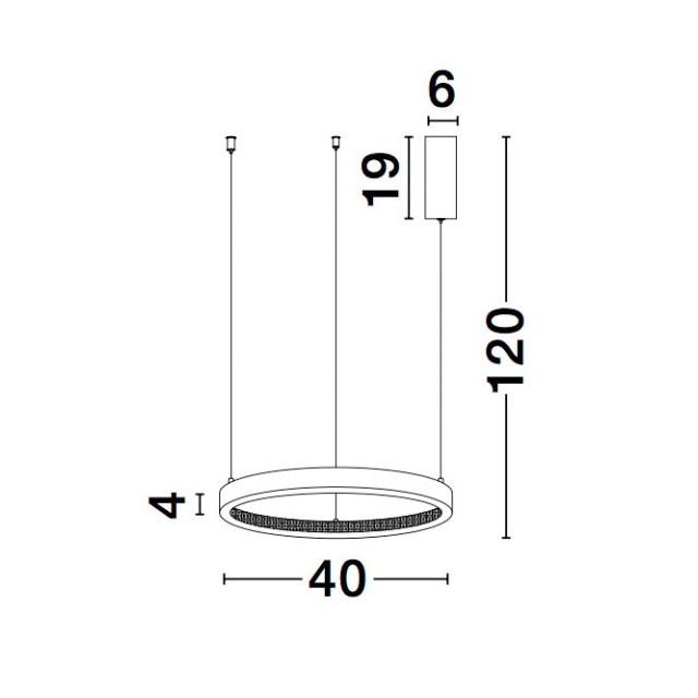 Dimmable Sandy Black Aluminium & Acrylic LED 25 Watt 230 Volt 1800Lm 3000 IP20 40 D: 40 H1: 4 H2: 120 cm 9865140