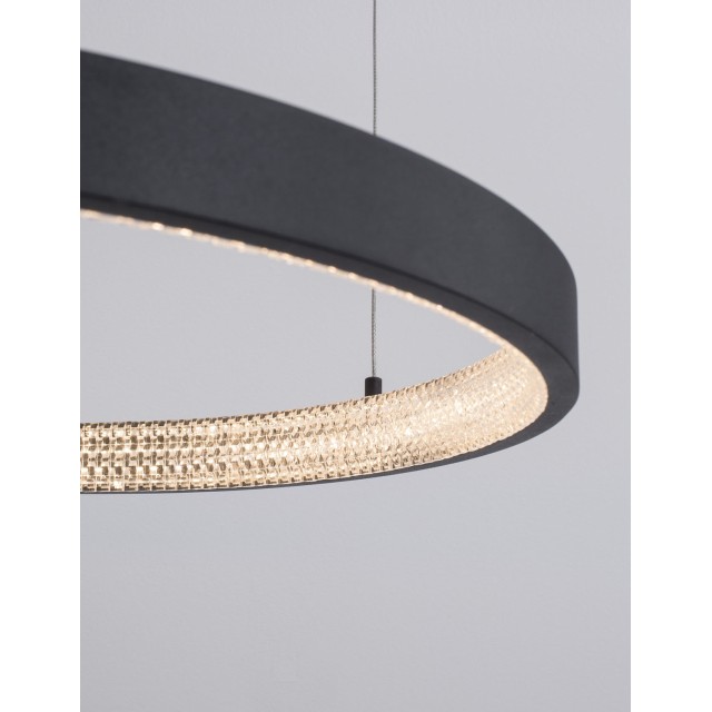 Dimmable Sandy Black Aluminium & Acrylic LED 37 Watt 230 Volt 2264Lm 3000 IP20 D: 60 H1: 4 H 2: 120 cm 9865160