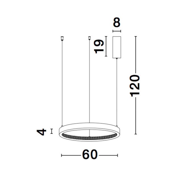 Dimmable Sandy Black Aluminium & Acrylic LED 37 Watt 230 Volt 2264Lm 3000 IP20 D: 60 H1: 4 H 2: 120 cm 9865160