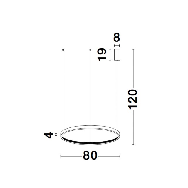 Dimmable Sandy Black Aluminium & Acrylic LED 50 Watt 230 Volt 2727Lm 3000 IP20 D: 80 H1: 4 H 2: 120 cm 9865180