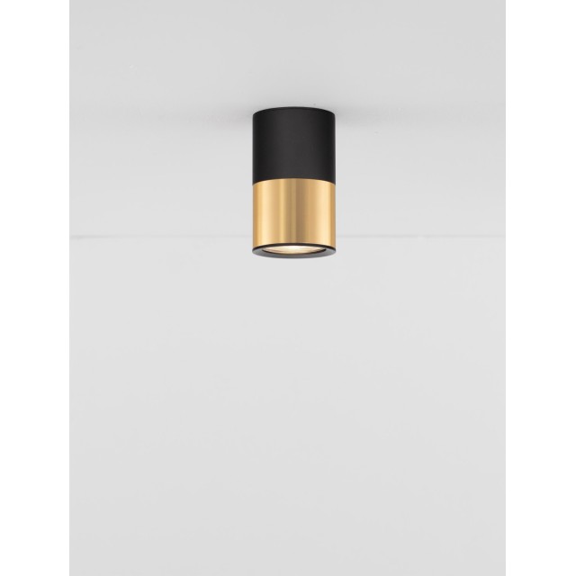 Sandy Black & Gold Aluminium LED GU10 1x10 Watt IP20 230 Volt Bulb Excluded D: 6 H: 10 cm