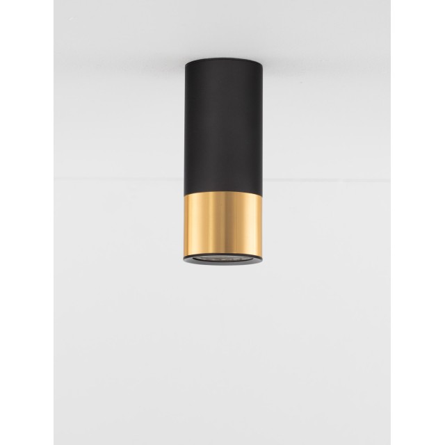 Sandy Black & Gold Aluminium LED GU10 1x10 Watt IP20 230 Volt Bulb Excluded D: 6 H: 15 cm