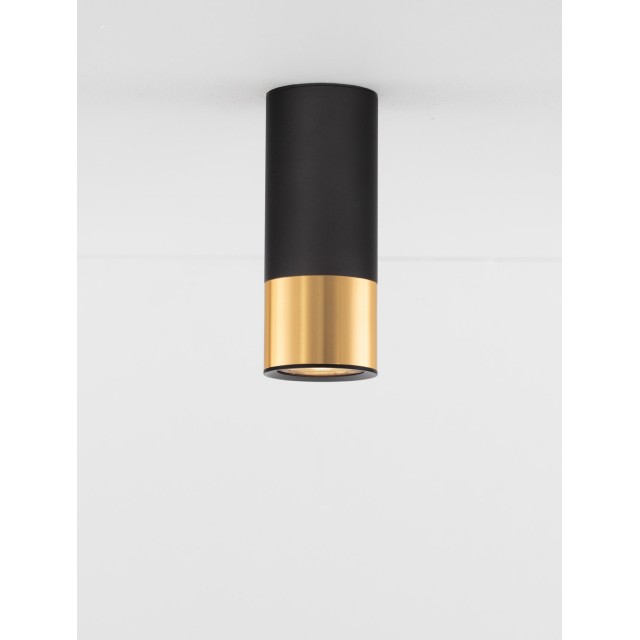 Sandy Black & Gold Aluminium LED GU10 1x10 Watt IP20 230 Volt Bulb Excluded D: 6 H: 15 cm