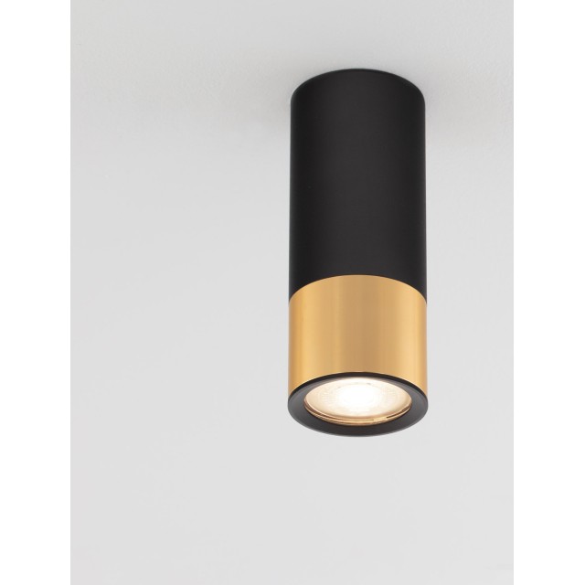 Sandy Black & Gold Aluminium LED GU10 1x10 Watt IP20 230 Volt Bulb Excluded D: 6 H: 15 cm
