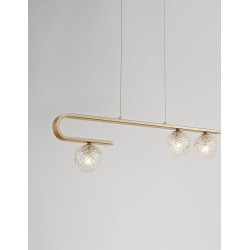 Clear Structured Glass & Brass Gold LED G9 3x5 Watt 230 Volt IP20 Bulb Excluded L: 80 W: 10 H: 180 cm 9960272
