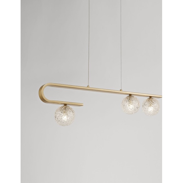 Clear Structured Glass & Brass Gold LED G9 3x5 Watt 230 Volt IP20 Bulb Excluded L: 80 W: 10 H: 180 cm 9960272