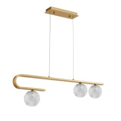 Clear Structured Glass & Brass Gold LED G9 3x5 Watt 230 Volt IP20 Bulb Excluded L: 80 W: 10 H: 180 cm 9960272