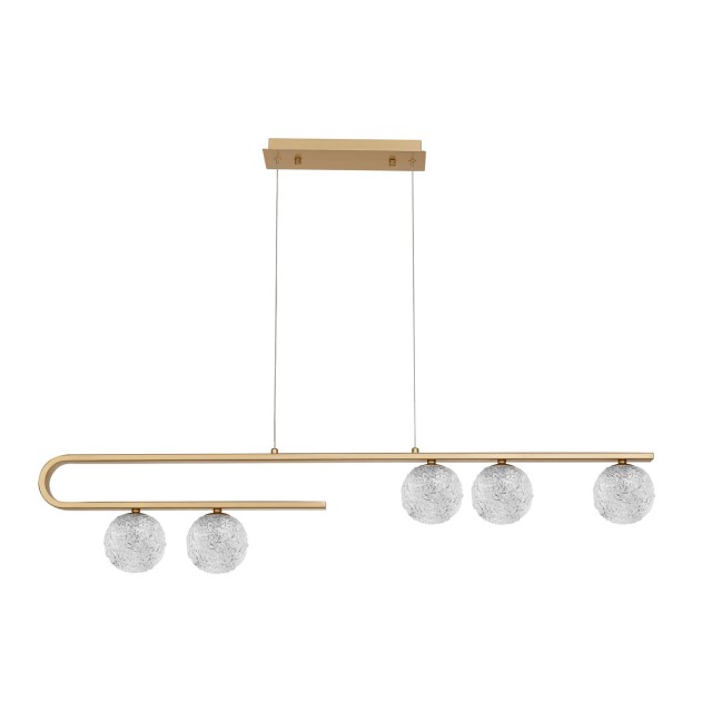 Clear Structured Glass & Brass Gold LED G9 5x5 Watt 230 Volt IP20 Bulb Excluded L: 113 W: 10 H: 180 cm 9960273