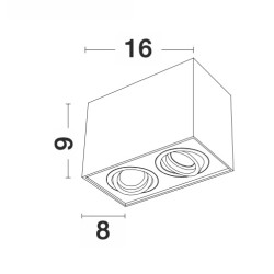 Sandy Black Aluminium LED GU10 2x10 Watt IP20 220-240 Volt Bulb Excluded L: 16 W: 8 H: 9 cm