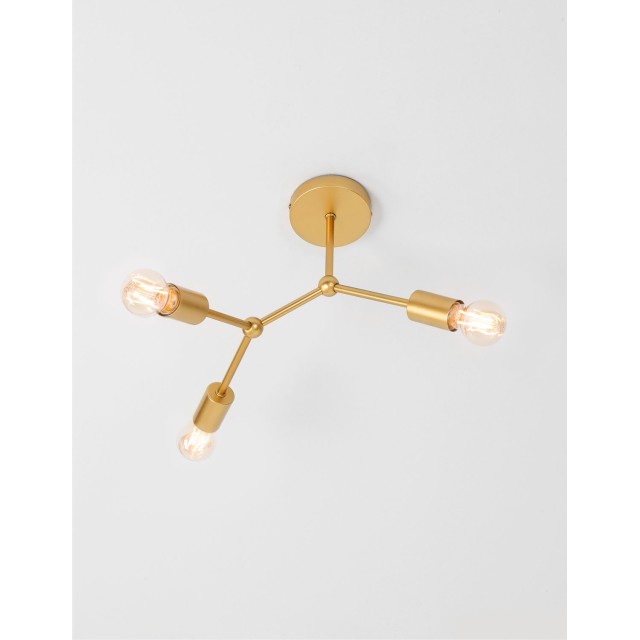 Brass Metal LED LED E27 3x12 Watt 230 Volt IP20 Bulb Excluded D: 45 H: 45 cm 9404073