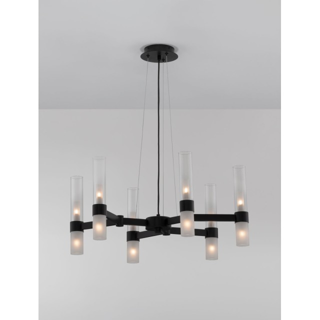 Matt Black Metal Clear & Frost Glass