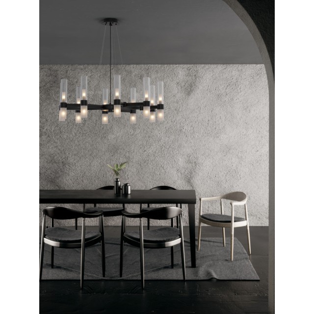 Matt Black Metal Clear & Frost Glass