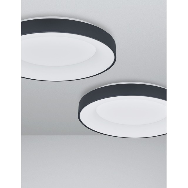Sandy Black Aluminium & Acrylic LED 50 Watt 230 Volt 3250Lm 3000 - 4000K IP20 D: 60 H: 9 cm 9853042