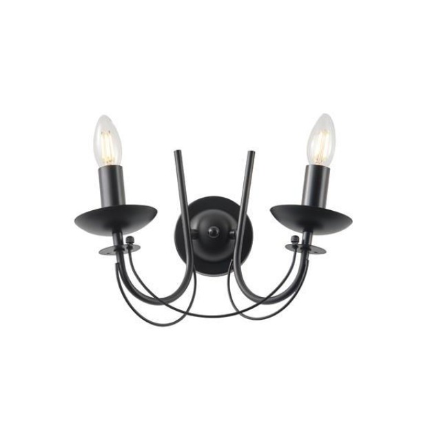 ΑΠΛΙΚΑ TOIXOY ΜΕΤΑΛΛΙΚΗ ΔΙΑΦΑΝΕΣ ΓΥΑΛΙ 2XE27 Max 15w  320X300mm ΜΑΥΡO ARTE ILLUMINA KRISTALLO