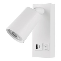 ΑΠΛΙΚΑ ΚΡΕΒΑΤΙΟΥ ΑΝΑΓΝΩΣΗΣ ΜΕ USB TYPE C 5W 450Lm 3000K 150X80X145mm ΑΣΠΡΗ ARTE ILLUMINA CHARGE