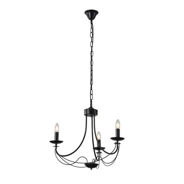 ΦΩΤΙΣΤΙΚΟ ΚΡΕΜΑΣΤΟ ΜΕΤΑΛΛΟ 3ΦΩΤΟ 3XE27 Max 15w  470X600mm ΜΑΥΡΟ ΔΙΑΦΑΝΕΣ ΓΥΑΛΙ ARTE ILLUMINA KRISTALLO
