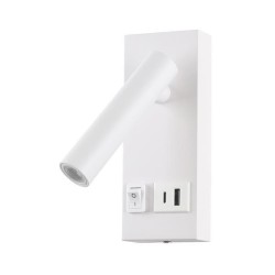 ΑΠΛΙΚΑ ΚΡΕΒΑΤΙΟΥ ΑΝΑΓΝΩΣΗΣ ΜΕ USB TYPE C 2W 140Lm 3000K 100~240V 150X60X145mm ΑΣΠΡΗ ARTE ILLUMINA CHARGE