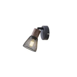 ΣΠΟΤ ΜΑΥΡΟ ΜΕ ΞΥΛΟ ΚΑΙ ΔΙΧΤΥ 1XE14 Max 7W  D80XH125mm ARTE ILLUMINA MESHY