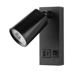ΑΠΛΙΚΑ ΚΡΕΒΑΤΙΟΥ ΑΝΑΓΝΩΣΗΣ ΜΕ USB TYPE C 5W 450Lm 3000K 150X80X145mm ΜΑΥΡΗ ARTE ILLUMINA CHARGE