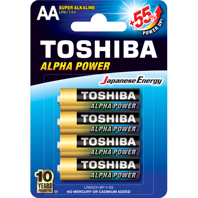 Αλκαλικές Μπαταρίες AA 1.5V 4τμχ LR6GCH BP-4 SS Alpha Power Toshiba