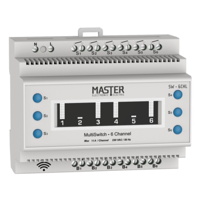 MASTER SMART ΔΙΑΚΟΠΤΗΣ ΡΑΓΑΣ 6 CHANNEL 230 VAC / 6x10A (Wi-Fi)  SW-6CHL