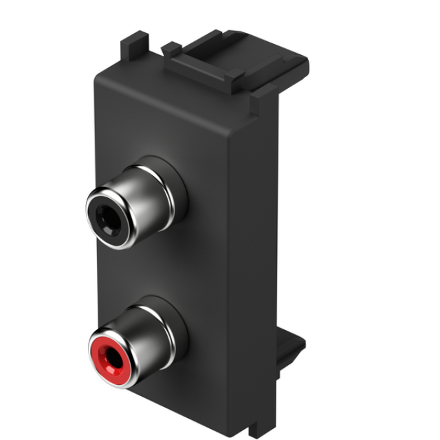 TEM Πριζα Audio 2xRCA 1M Μαυρη KM22SB