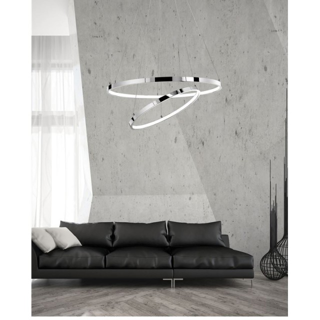 Chrome Aluminium & Acrylic AdjusTable LED 85 Watt 4500Lm 3000 IP20 D: 60 H: 120 cm Dimmable 17222003 D