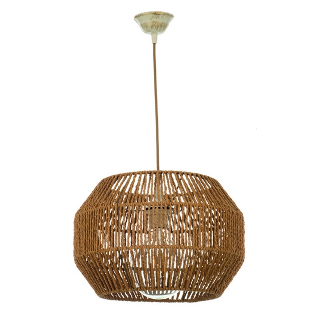 INLIGHT Κρεμαστό φωτιστικό καφέ από σχοινί 1XE27 D:35cm 4503