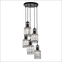 Black Aluminium & Crystal LED E27 5x40 Watt 230 Volt IP20 Bulb Excluded D: 50 H: 120 cm 9001702