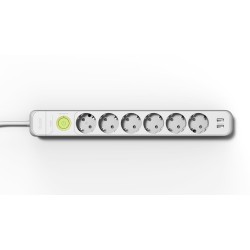 Πολύπριζο Υπερτασικό 6 Σούκο και 2 Θέσεις USB με Διακόπτη και Καλώδιο 1.5m 2636 Famatel 