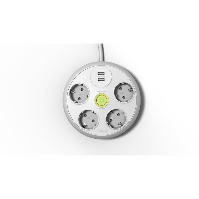Πολύπριζο Ασφαλείας 4 Θέσεων με Διακόπτη, 2 USB και Καλώδιο 1.5m Λευκό 2644 Famatel 