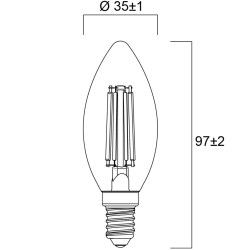 Λάμπα LED Κερί 6W 806LM E14 230V 2700K Θερμό Λευκό Filament 0029376 Sylvania Λάμπα LED Κερί 6W 806LM E14 230V 2700K Θερμό Λευκό Filament 0029376 Sylvania
