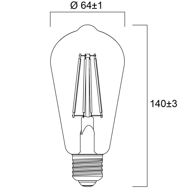 ToLEDo RT ST64 V5 GL DIM 560LM 825 E27 SL SYLVANIA 0029307