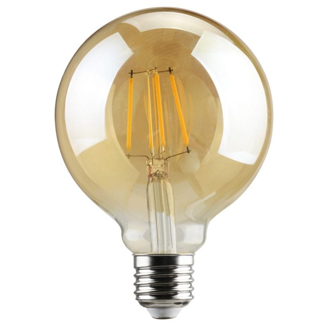 GLOBE LED G125 FILAMENT Ε27 8W WARM DIM. GOLDEN 360o 2.0