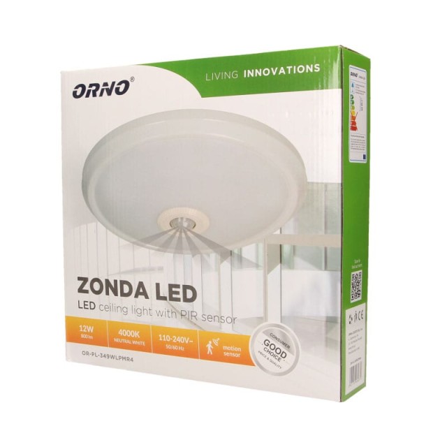 6076 ΦΩΤΙΣΤΙΚΟ LED ΣΤΡΟΓΓΥΛΟ ΛΕΥΚΟ Φ290/67 ΜΕ ΑΝΙΧΝΕΥΤΗ ΚΙΝΗΣΗΣ 16W 4000K ORNO
