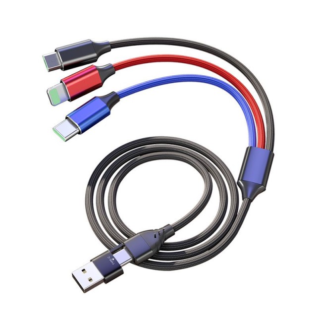ΚΑΛΩΔΙΟ USB 6 ΣΕ 1 (A&C ΣΕ MICRO, C, LIGHTNING) 1,5m