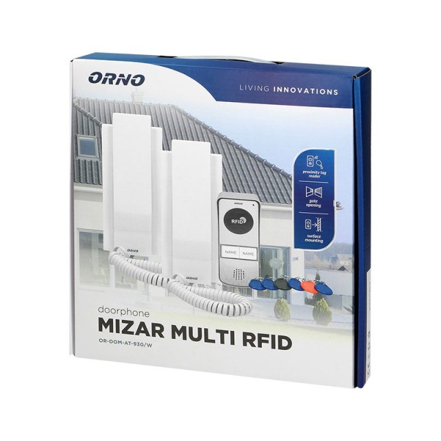 930 MIZAR MULTI ΣΥΣΤΗΜΑ ΔΙΠΛΟΥ ΘΥΡΟΤΗΛΕΦΩΝΟΥ ΕΞΩΤ. 3 ΚΑΛΩΔΙΩΝ ΜΕ 2 ΑΚΟΥΣΤΙΚΑ+TAG READER ΛΕΥΚΟ ORNO