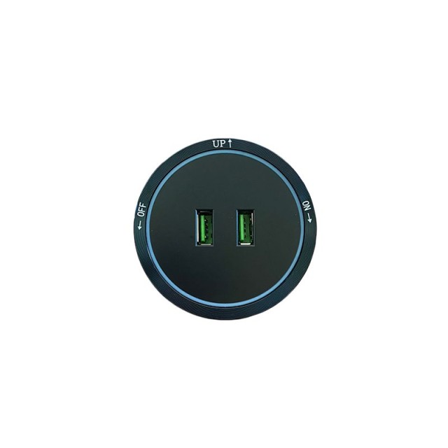 ΕΞΑΡΤΗΜΑ 2xUSB ΜΕ ΜΠΛΕ ΦΩΤΙΣΜΟ LED ΓΙΑ ΣΥΣΤΗΜΑ TRACK SOCKET ΜΑΥΡΟ