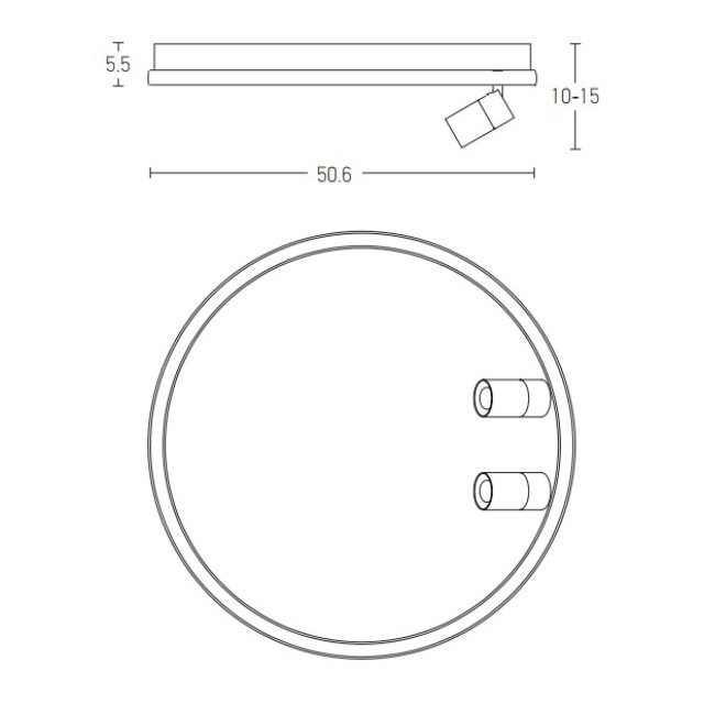 22015 LED ΦΩΤΙΣΤΙΚΟ ΟΡΟΦΗΣ ΕΣΩΤΕΡΙΚΟΥ ΧΩΡΟΥ 61W + 2X5W 3000K ΛΕΥΚΟ ΜΑΤ ΑΛΟΥΜΙΝΙΟ - ΜΕΤΑΛΛΟ 