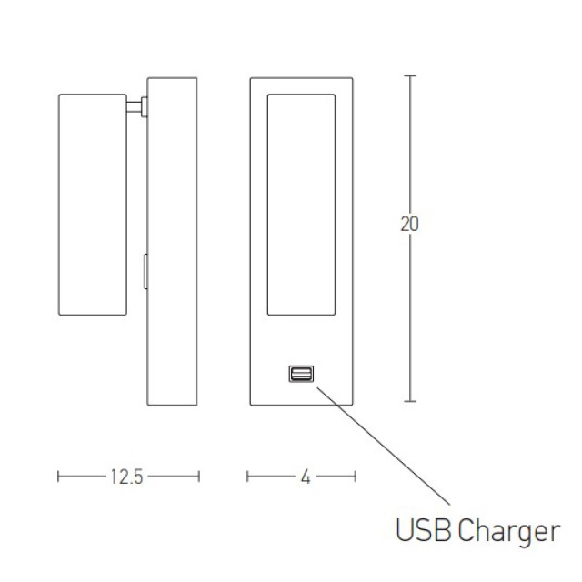 SCONCE BLACK MATT LED-USB