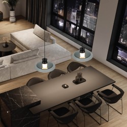 25142 LED ΚΡΕΜΑΣΤΟ ΜΟΝΟΦΩΤΟ 10W ΣΑΓΡΕ ΜΑΥΡΟ - ΦΙΜΕ ΓΚΡΙ ΓΥΑΛΙ